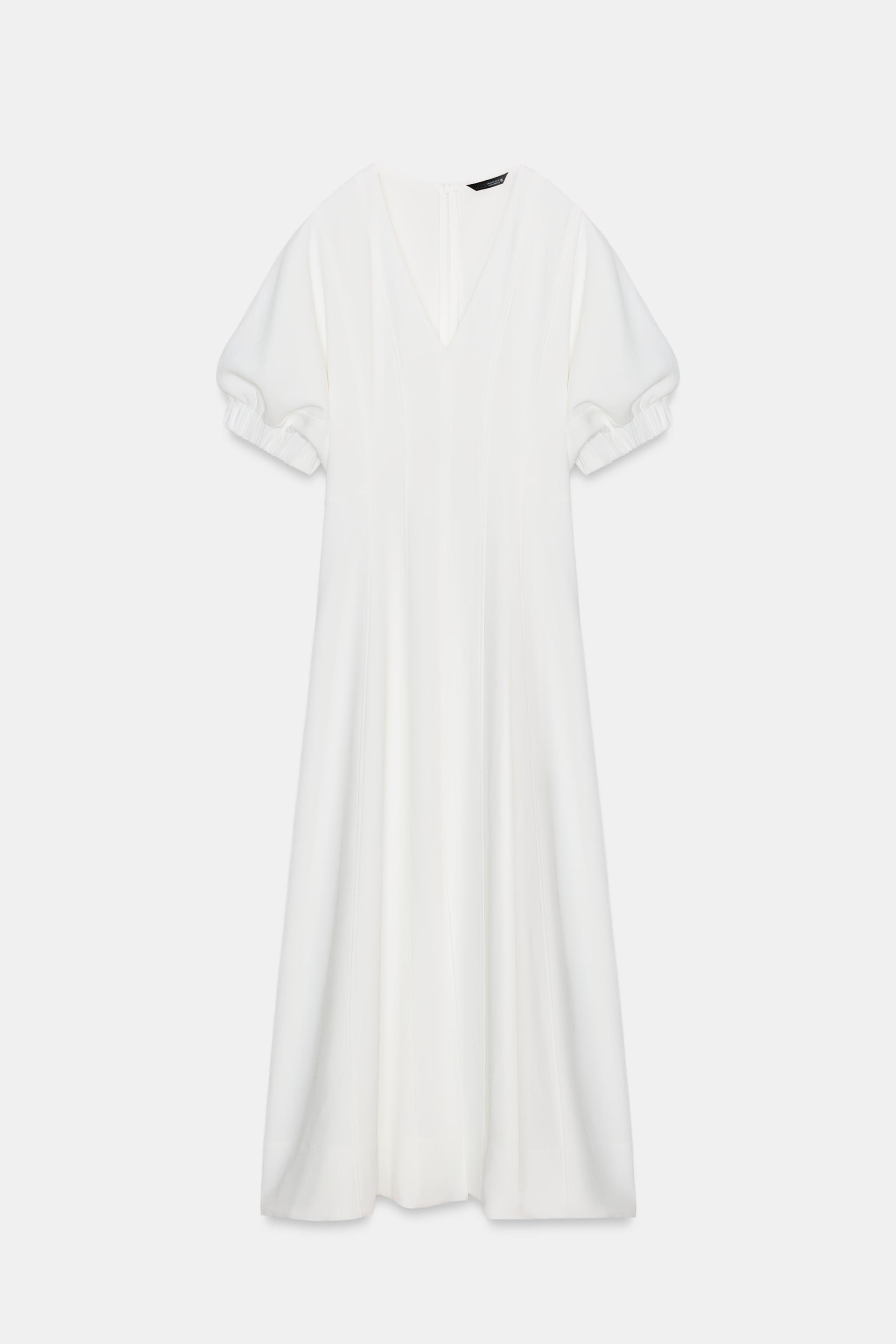 BALLOON SLEEVE MIDI DRESS